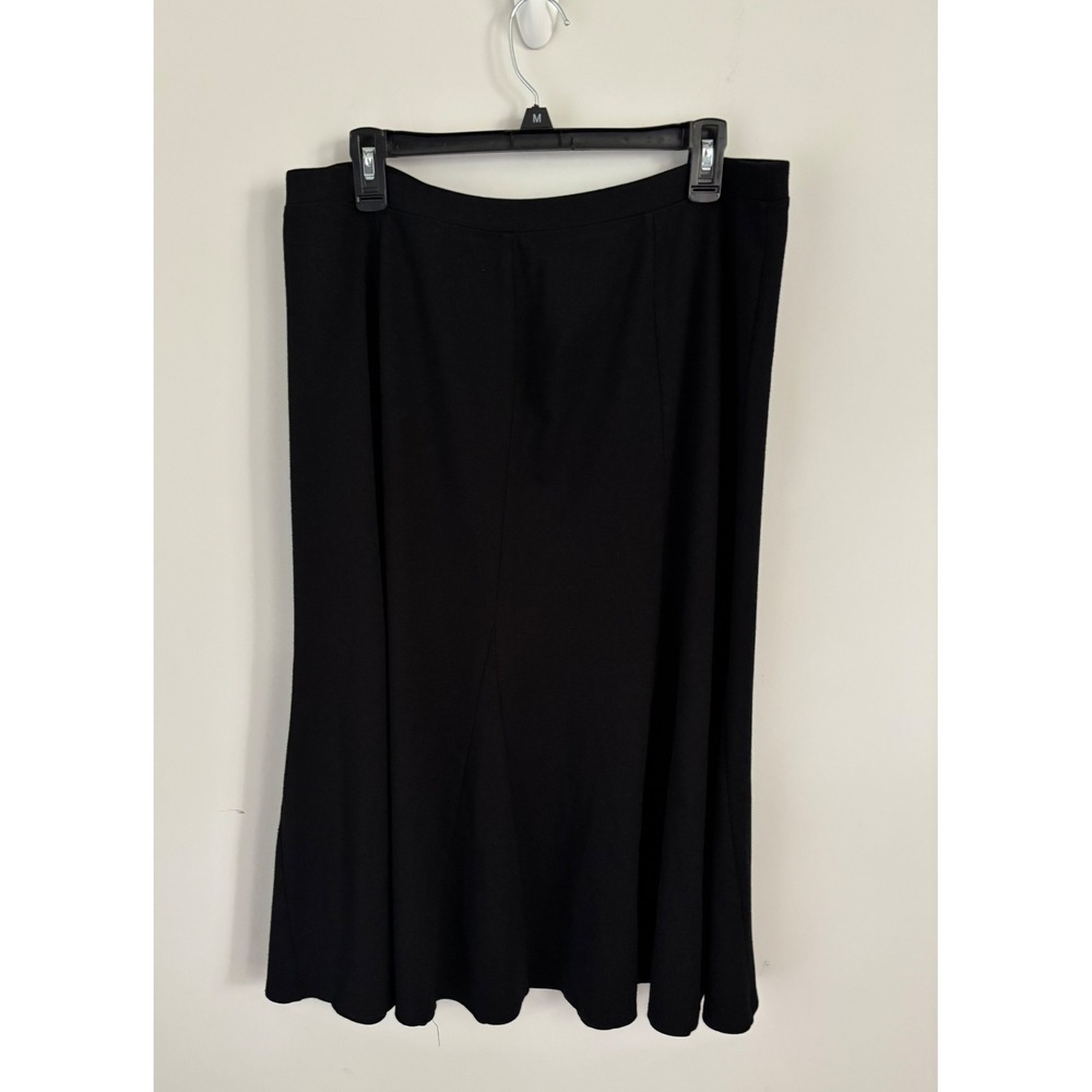 Chicos Black Gored Midi Skirt Size 3 ( XL )Pull On Stretch A-Line Flare